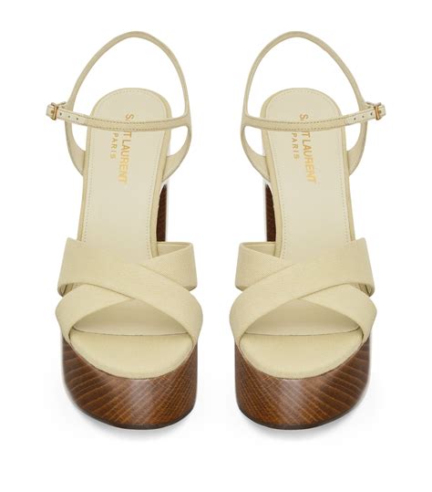 bianca ysl heels|SAINT LAURENT Bianca canvas platform sandals .